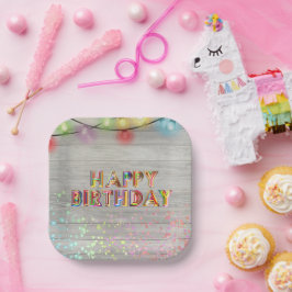 Glitzer und Lights Happy Geburtstag Pappteller