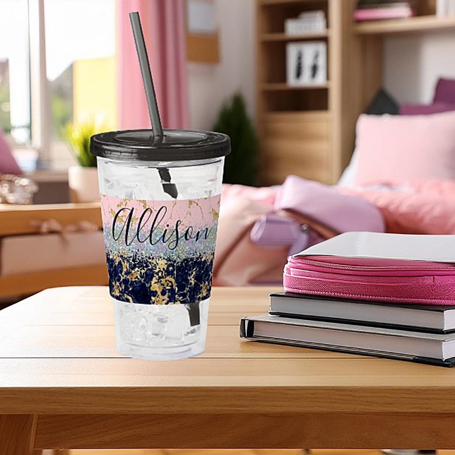 Glitzer und Marmor personalisiert Acryltrinkbecher (Von Creator hochgeladen)