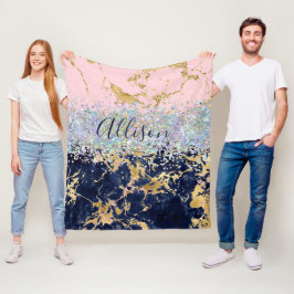 Glitzer und Marmor personalisiert Fleecedecke