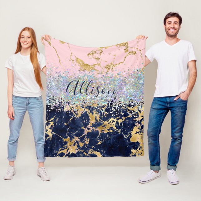 Glitzer und Marmor personalisiert Fleecedecke (Beispiel)