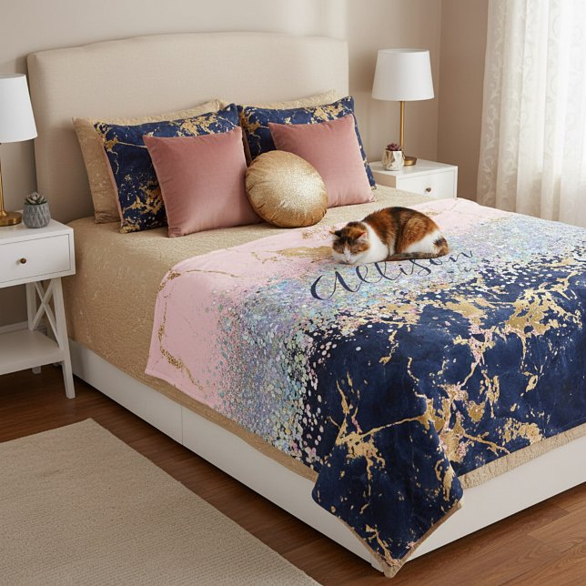 Glitzer und Marmor personalisiert Fleecedecke (Von Creator hochgeladen)