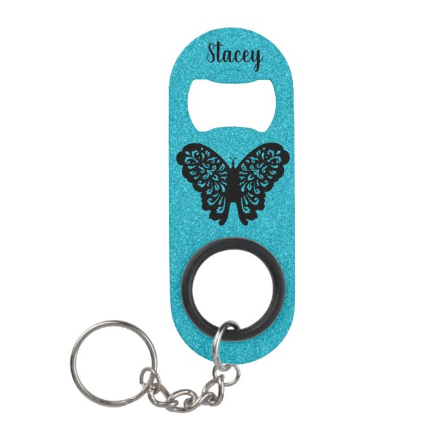 Glitzer und Schmetterling Mini Flaschenöffner (Vorderseite)