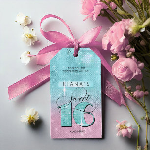 Glitzer-und Shine-Bonbon 16 aquamarines/rosa ID675 Geschenkanhänger