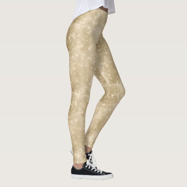 Glitzer und Shine Muster Gold ID671 Leggings (Rechts)