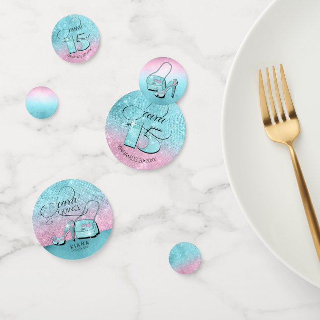 Glitzer und Shine Quinceanera Aquamarin/Rosa ID701 Konfetti (Gruppe)