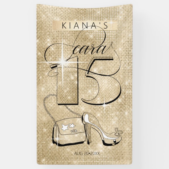 Glitzer und Shine Quinceanera Gold Vert ID701 Banner (Vertikal)