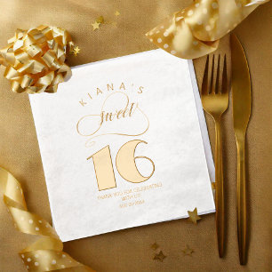 Glitzer und Shine Sweet 16 Gold ID675 Servietten Mit Folie