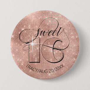 Glitzer und Shine Sweet 16 Rose Gold ID675 Button