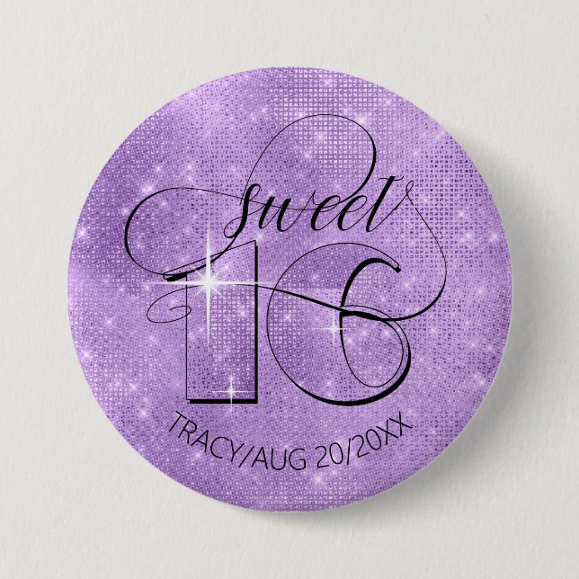 Glitzer und Shine Sweet 16 Violet ID675 Button (Vorderseite)