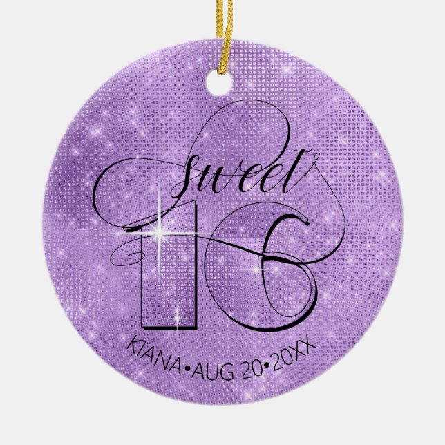 Glitzer und Shine Sweet 16 Violet ID675 Keramik Ornament (Vorne)