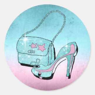 Glitzer und Shine Zubehör Aquamarin/rosa ID675 Runder Aufkleber