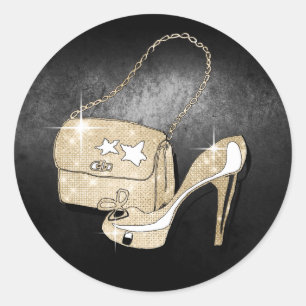 Glitzer und Shine Zubehör Schwarz/Gold ID675 Runder Aufkleber