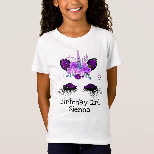 Glitzer Unicorn Birthday Girl Shirt (Vorderseite)