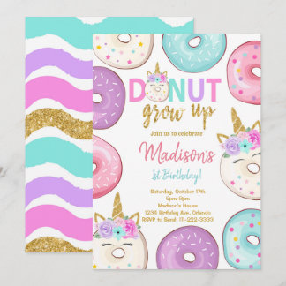 Glitzer Unicorn Donuts Einladung zum Geburtstag