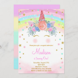 Glitzer Unicorn Einladung zum Geburtstag