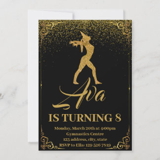 Glitzer Unicorn Gymnastik Geburtstagseinladung Einladung