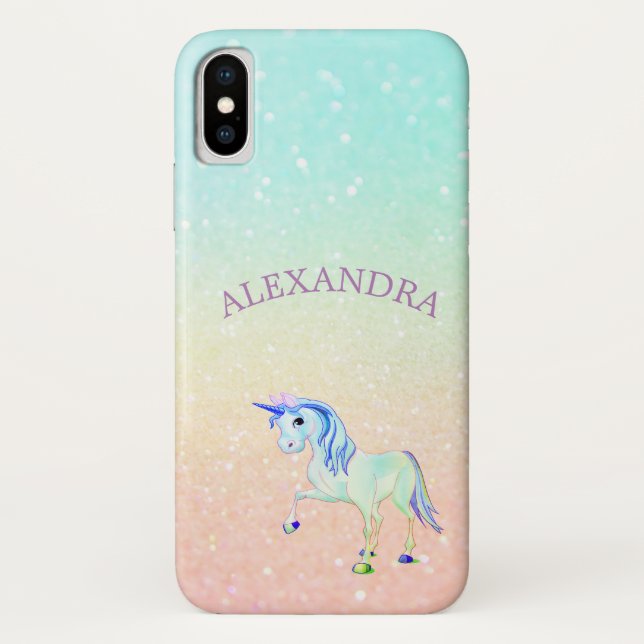 Glitzer Unicorn Magical Niedlich Personal Case-Mate iPhone Hülle (Rückseite)
