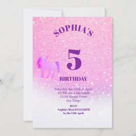 Glitzer Unicorn Magischer Lila Niedliche Geburtsta Einladung