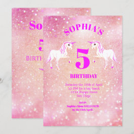 Glitzer Unicorn Magischer Rosa Niedliche Geburtsta Einladung