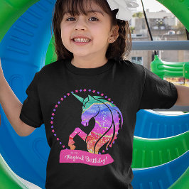 Glitzer Unicorn Rainbow Es ist mein magischer Gebu T-Shirt