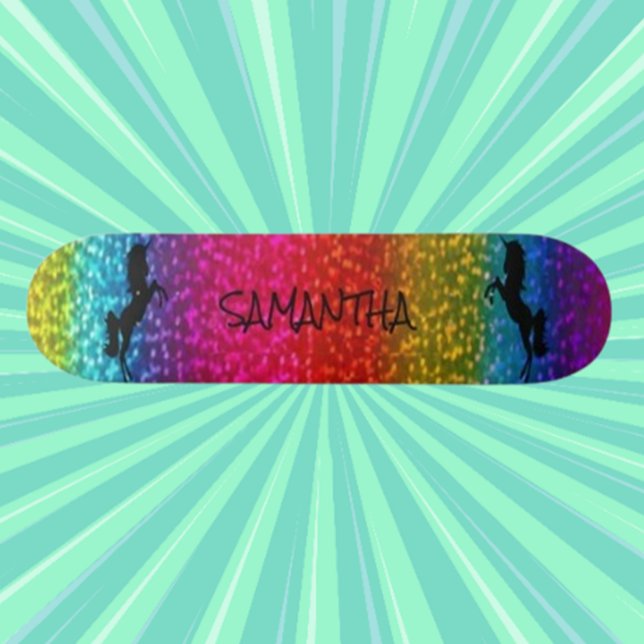 Glitzer Unicorn Skateboard (Pastel Glitter Skateboard )