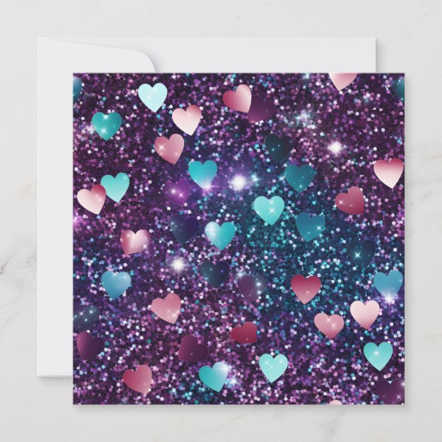 Glitzer Valentinstag Feiertagskarte (Vorderseite)