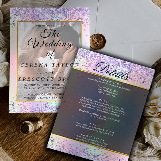 Glitzer Vellum Overlay Einladung zur Hochzeit (Von Creator hochgeladen)