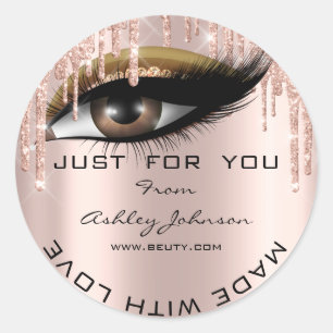 Glitzer Vielen Dank Eyelash Rose Web Made mit Lieb Runder Aufkleber