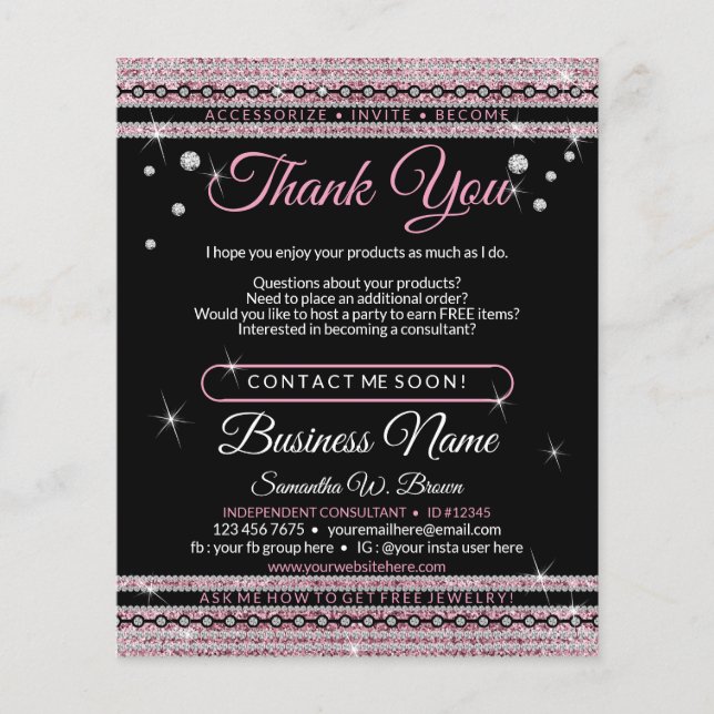 Glitzer Vielen Dank Flyer (Vorne)