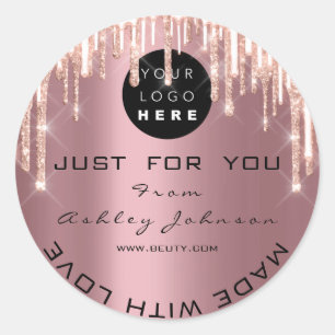 Glitzer Vielen Dank Logos Rose Tropfen mit Liebe P Runder Aufkleber