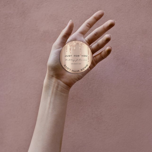 Glitzer Vielen Dank Rose Gold nach Namen gemacht Runder Aufkleber (Glitter Thank You Rose Gold Made By Name Classic Round Sticker)