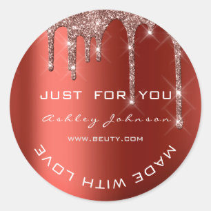 Glitzer Vielen Dank Rose Red Made Small Business Runder Aufkleber