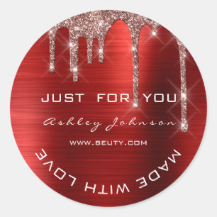 Glitzer Vielen Dank Rose Rot aus kleinen Busi Runder Aufkleber