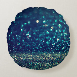 Glitzer Vintage Lichterkeller Hintergrund. Gold, S Rundes Kissen