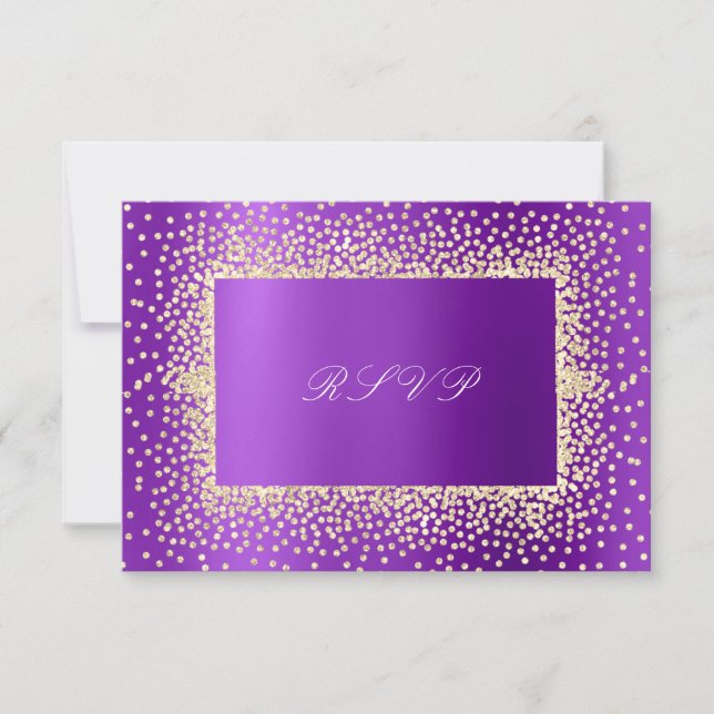 Glitzer Violet Amethyst Gold UAWG Krystal A RSVP Karte (Vorderseite)