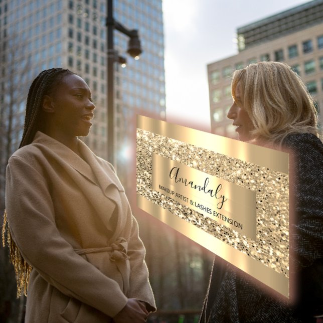 Glitzer VIP Goldrahmen glänzend rosa Modernes Lich Visitenkarte (Glitter VIP Gold Frame Glam Pink Modern Luminous Business Card)