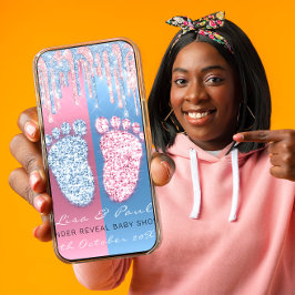 Glitzer VIP Pink Blue Baby Boy Girl Einladung