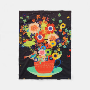 Glitzer von Bird Floral Bird Fleecedecke
