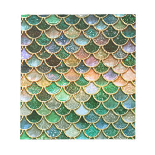 Glitzer von grünen Metallfolien, Goldverkleidungen Notizblock
