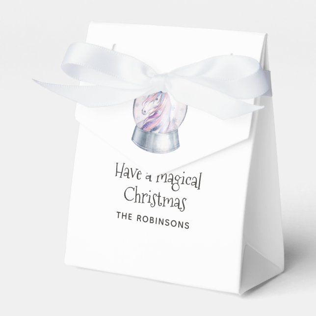Glitzer Wasserfarbe Einhorn Winterurlaub Geschenkschachtel (Vorderseite)