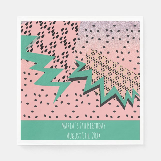 Glitzer Watermelon Seeds Pink Geburtstagsparty Serviette (Vorderseite)