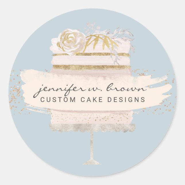 Glitzer Wedding Cake Bakery Event Planner Runder Aufkleber (Vorderseite)