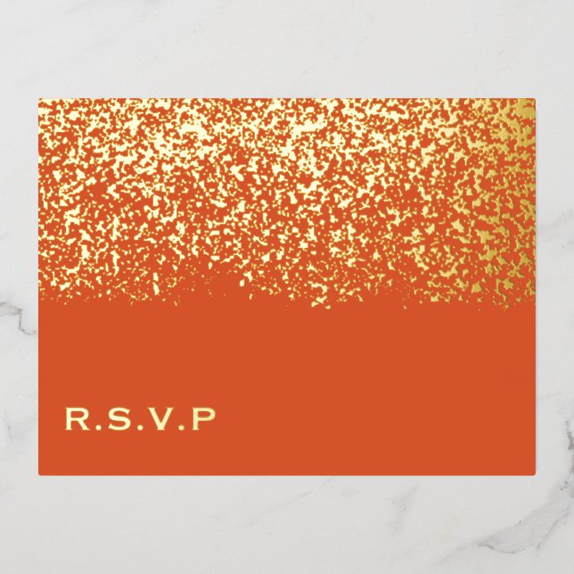 Glitzer Wedding RSVP Folien Feiertagspostkarte (Vorderseite)