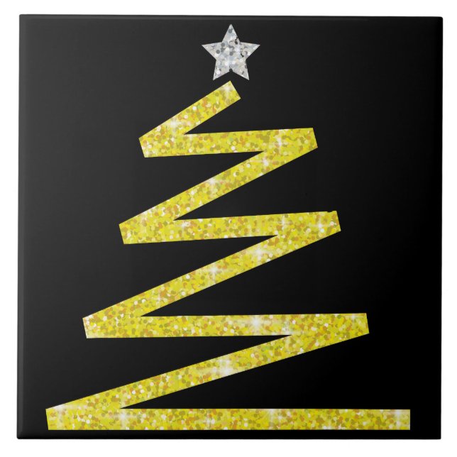 Glitzer Weihnachtsbaum Fliese (Vorderseite)