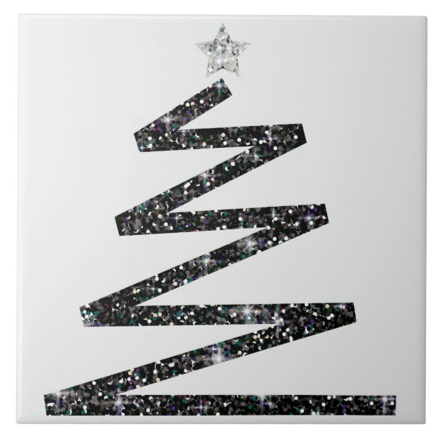 Glitzer Weihnachtsbaum Fliese (Vorderseite)