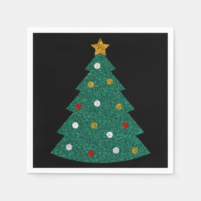 Glitzer Weihnachtsbaum Napkins Serviette (Vorderseite)