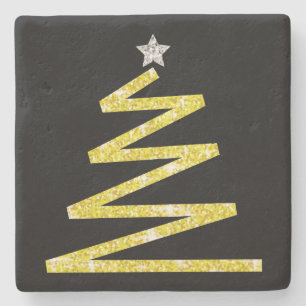 Glitzer Weihnachtsbaum Steinuntersetzer