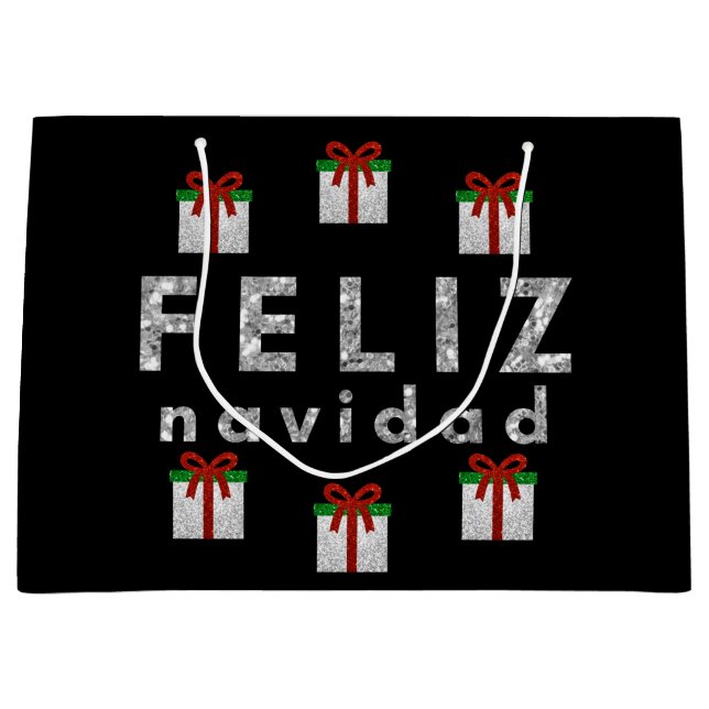 Glitzer Weihnachtsgeschenk Große Geschenktüte (Vorderseite)