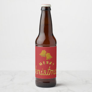 Glitzer Weihnachtsglocken Bierflaschenetikett