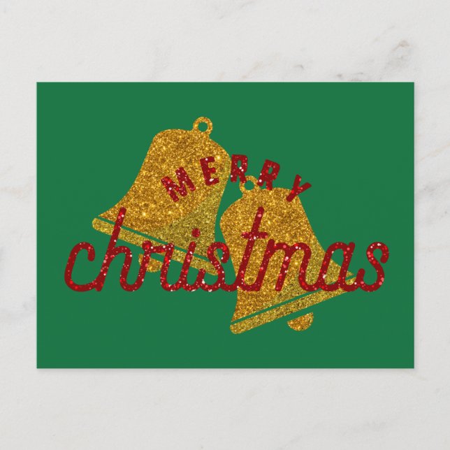 Glitzer Weihnachtsglocken Postkarte (Vorderseite)